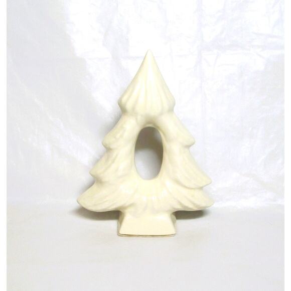 Lillian Vernon White Ceramic Christmas Tree Tabletop Napkin Rings 4 inches - Picture 1 of 2